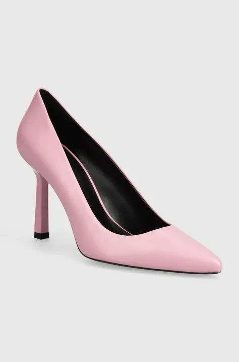 Шкіряні туфлі HUGO Katniss колір рожевий 50504354
