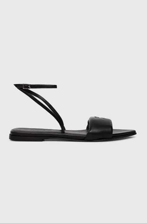 Usnjeni sandali HUGO Ellye ženski, črna barva, 50517494