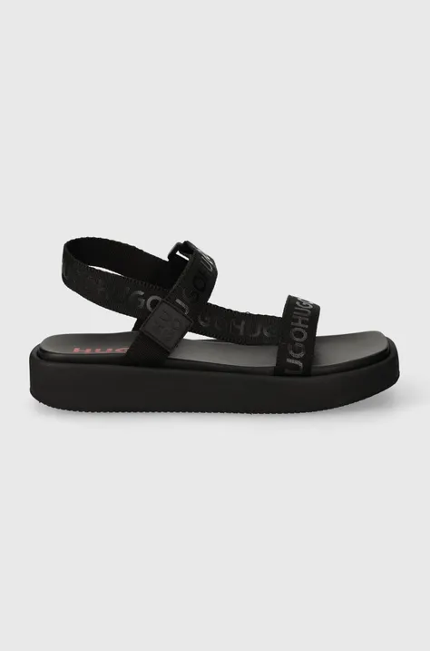 Sandale HUGO Emma za žene, boja: crna, s platformom, 50517560