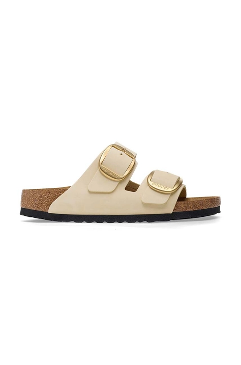 Birkenstock klapki nubukowe Arizona Big Buckle kolor beżowy 1026585