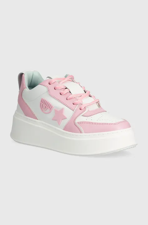 Δερμάτινα αθλητικά παπούτσια Chiara Ferragni Sneakers School χρώμα: ροζ, CF3217_012
