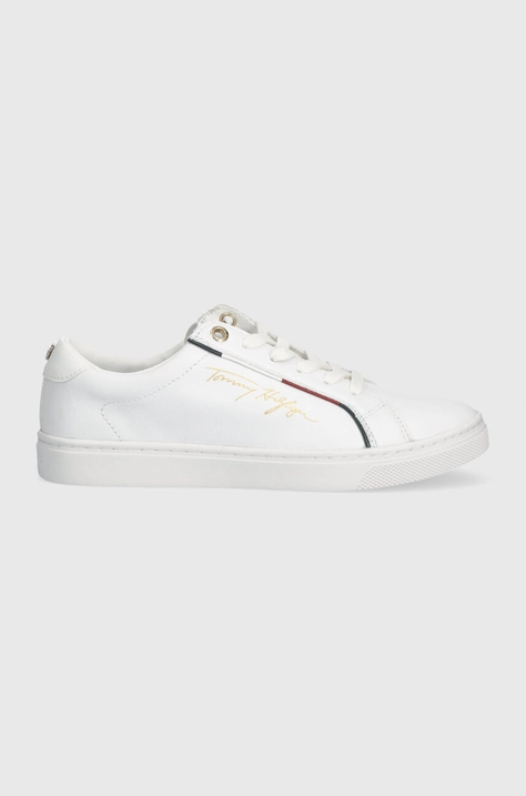 Кожаные кроссовки Tommy Hilfiger TH SIGNATURE SNEAKER цвет белый FW0FW06322