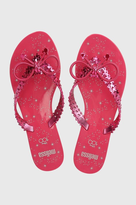 Žabky Melissa MELISSA HARMONIC CHROME + DISNEY dámské, růžová barva, na plochém podpatku, M.35754.V096
