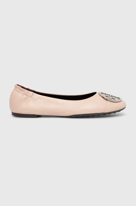 Tory Burch bőr balerina cipő Claire Cap-Toe Ballet bézs, 156309.650