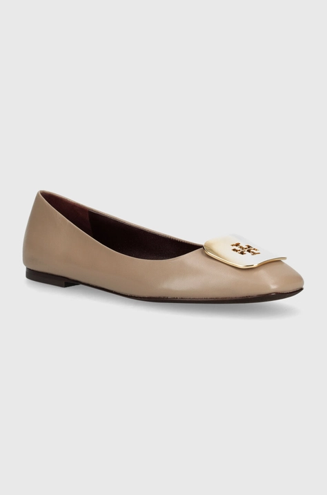 Tory Burch balerini de piele Georgia Ballet culoarea bej, 154077.200