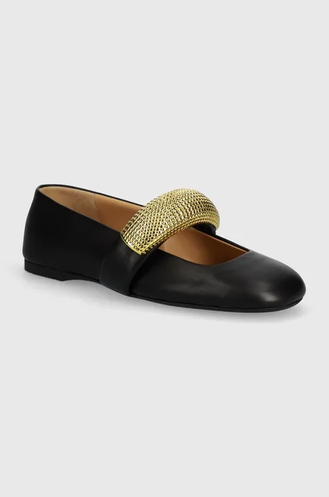 JW Anderson leather ballet flats Ballerina Popcorn black color ANW42203A