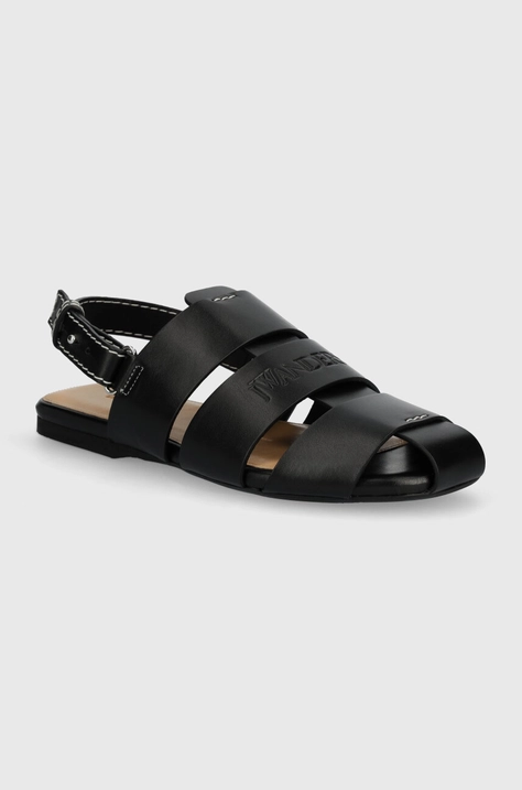 JW Anderson sandale de piele Fisherman Sandal femei, culoarea negru, ANW42215A