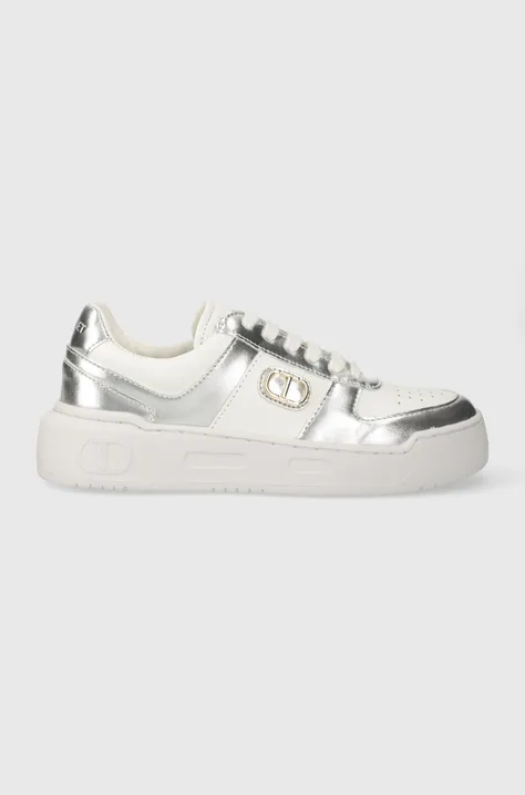 Twinset sneakers in pelle colore argento 241TCP030
