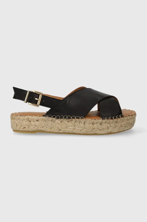 Kožne sandale Alohas Crossed za žene, boja: crna, s platformom, ESWG1.25