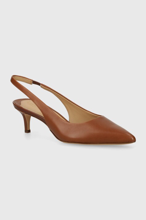 Lauren Ralph Lauren stilettos de piele Lolah culoarea maro, 802927937002