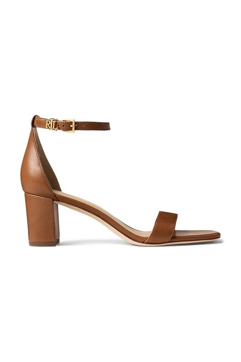 Kožené sandále Lauren Ralph Lauren Logan hnedá farba, 802927949002