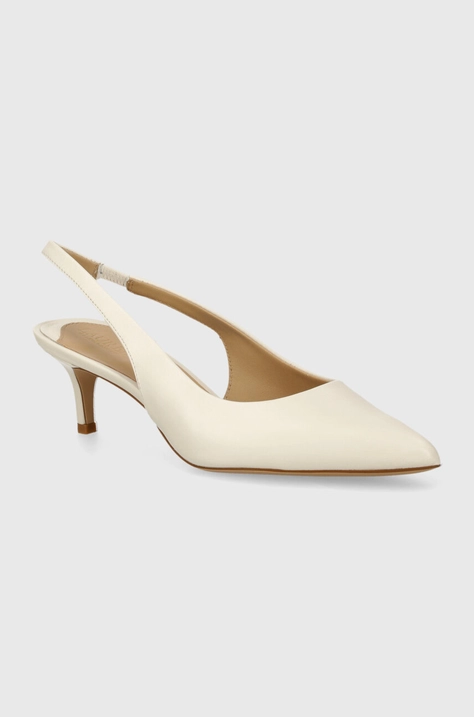 Lauren Ralph Lauren stilettos de piele Lolah culoarea bej, 802945730001