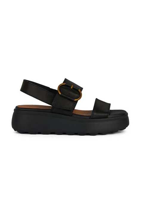 Kožené sandále Geox D SPHERICA EC4.1 S dámske, čierna farba, na platforme, D45D4B 00043 C9999