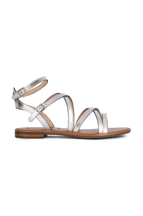Kožené sandály Geox D SOZY S dámské, stříbrná barva, D15LXG 000N6 C1007