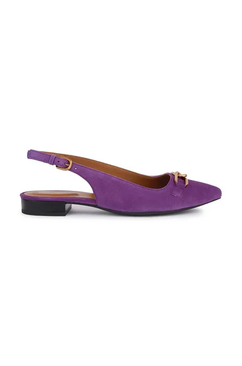 Geox balerini din piele intoarsa D CHARYSSA culoarea violet, cu toc deschis, D459BB 00021 C8000