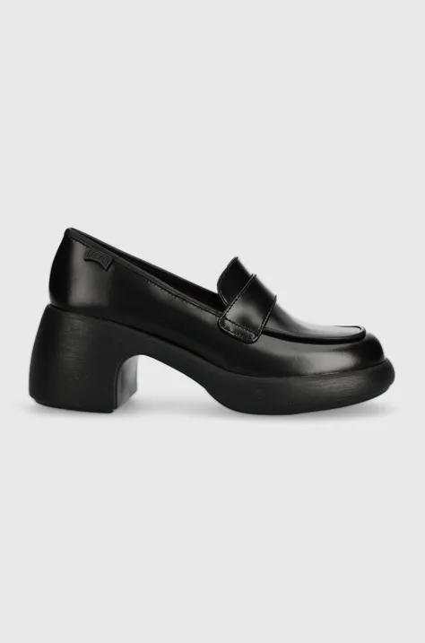 Шкіряні туфлі Camper Thelma колір чорний каблук блок K201292.016