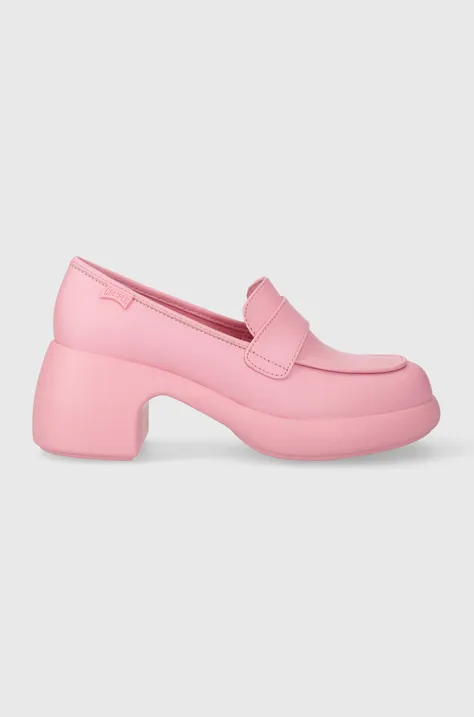 Kožne salonke Camper Thelma boja: ružičasta, s debelom potpeticom, K201292.018