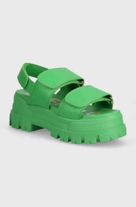 Sandály Buffalo Aspha Snd dámské, zelená barva, na platformě, 1601260.GRN