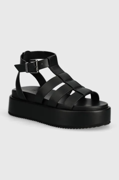 Sandale Buffalo Noa Greek Sandal za žene, boja: crna, s platformom, 1602209.BLK
