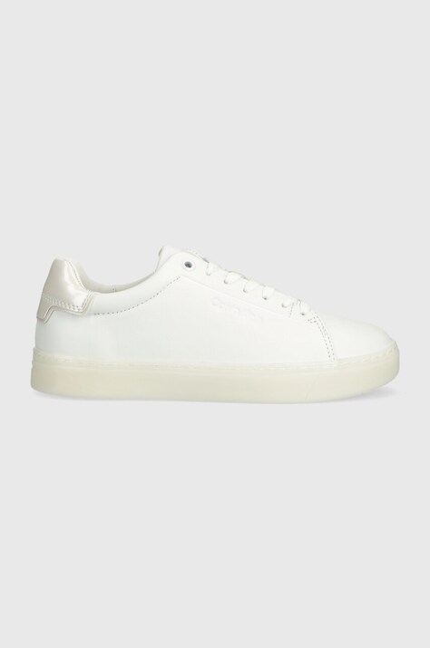 Kožené tenisky Calvin Klein CUPSOLE LACE UP PEARL bílá barva, HW0HW01897