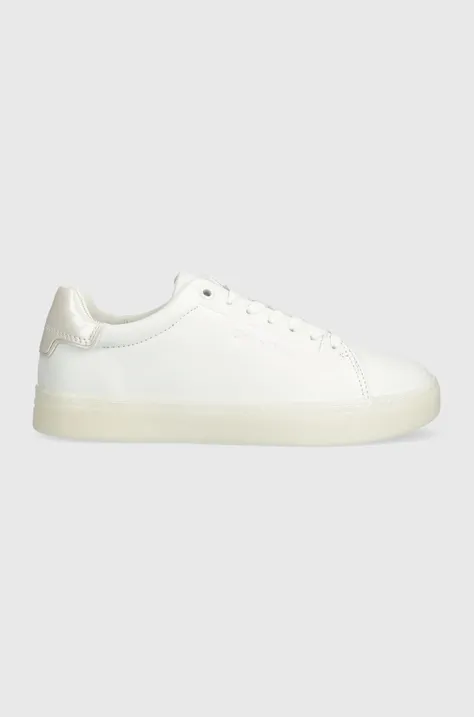 Calvin Klein sneakersy skórzane CUPSOLE LACE UP PEARL kolor biały HW0HW01897
