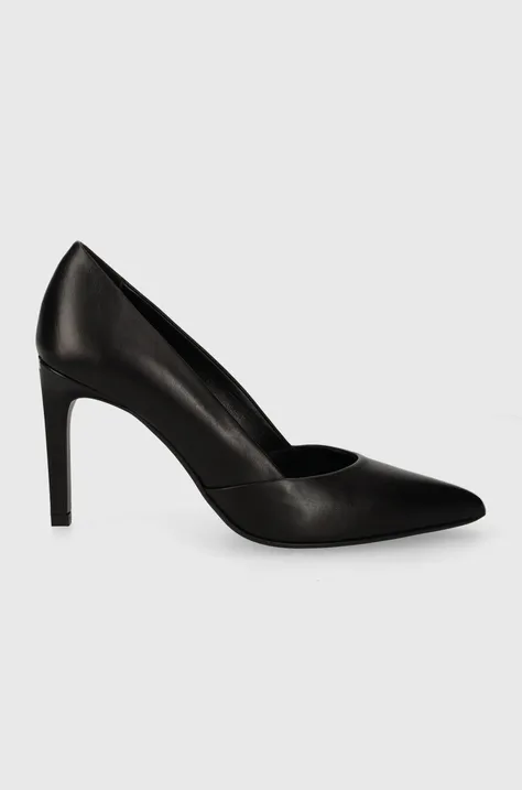 Кожаные туфли Calvin Klein HEEL PUMP 90 LEATHER цвет чёрный HW0HW01928