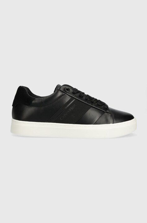 Calvin Klein sneakers din piele CUPSOLE LACE UP HE LTH culoarea negru, HW0HW02051