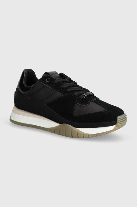 Tenisky Calvin Klein RUNNER LACE UP LTH/NYLON černá barva, HW0HW02130