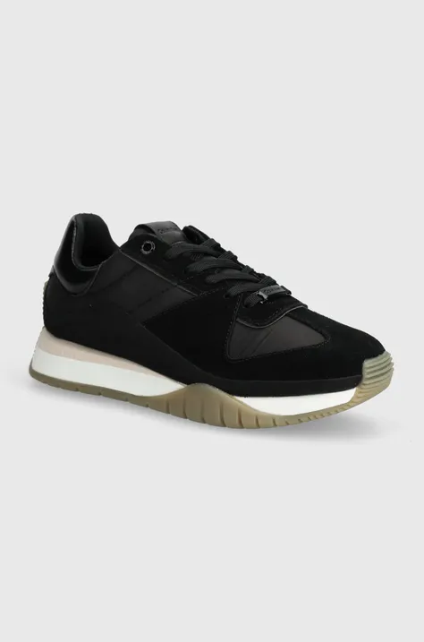 Calvin Klein sneakers RUNNER LACE UP LTH/NYLON culoarea negru, HW0HW02130