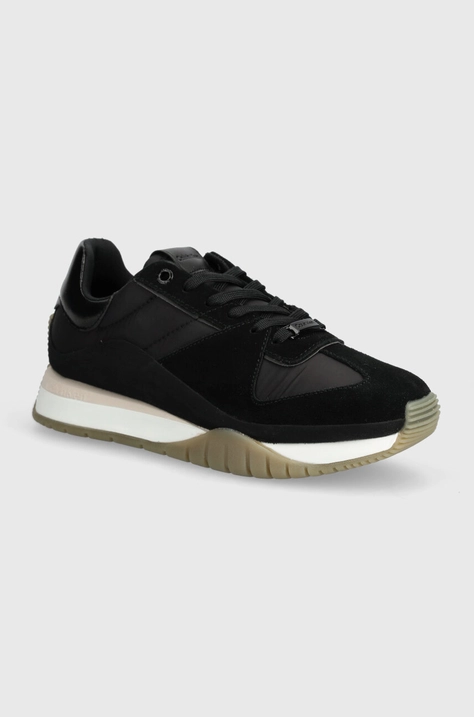 Tenisice Calvin Klein RUNNER LACE UP LTH/NYLON boja: crna, HW0HW02130