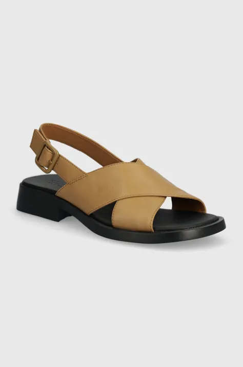 Kožené sandály Camper Dana dámské, béžová barva, na podpatku, K201600.001