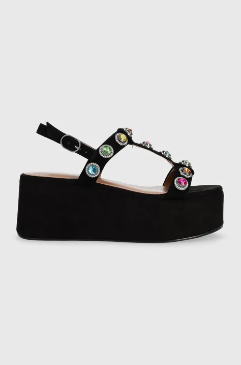 Semišové sandále Kurt Geiger London Octavia Platform dámske, čierna farba, na platforme, 9991300209
