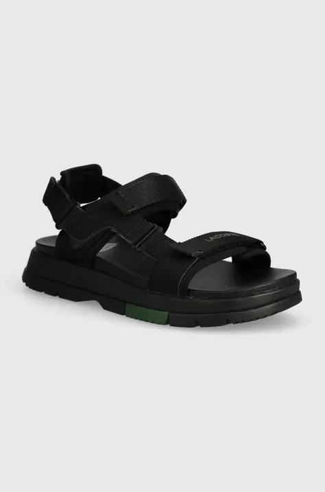Sandále Lacoste Suruga Premium Textile Sandals dámske, čierna farba, na platforme, 47CFA0015