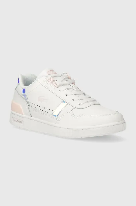 Δερμάτινα αθλητικά παπούτσια Lacoste T-Clip Pastel Accent Leather χρώμα: άσπρο, 47SFA0061