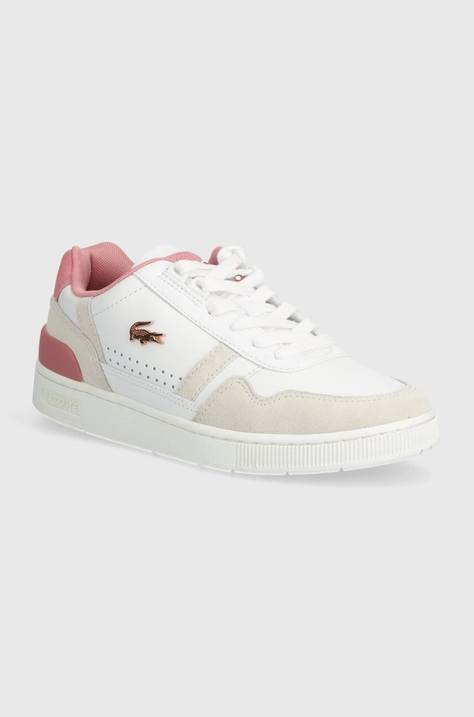 Lacoste sneakersy skórzane T-Clip Contrasted Collar Leather Snea kolor biały 47SFA0082