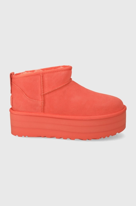 Semišové snehule UGG Classic Ultra Mini Platform oranžová farba, 1135092