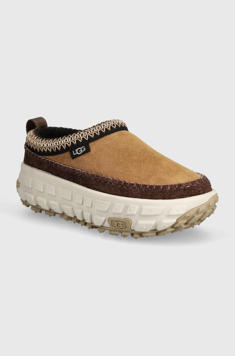 UGG papuci din piele Venture Daze femei, culoarea maro, cu platforma, 1155650