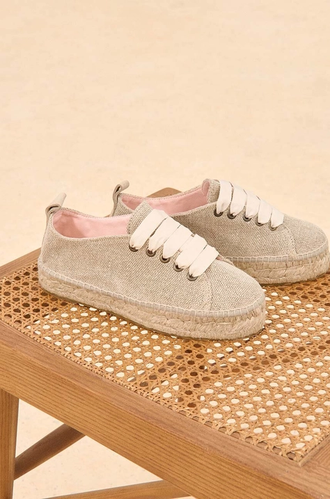 Tenisky Manebi La Havana Lace-Up Espadrilles dámske, béžová farba, O 7.1 E0