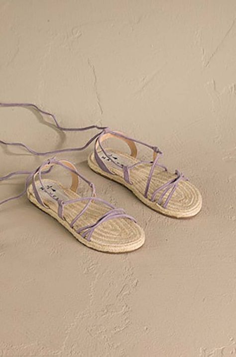 Σανδάλια σουέτ Manebi Lace-Up Sandals χρώμα: μοβ, P 7.4 Y0