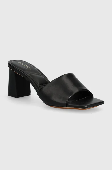 Kožené pantofle Aldo Vidish dámské, černá barva, na podpatku, 13578774.Vidish