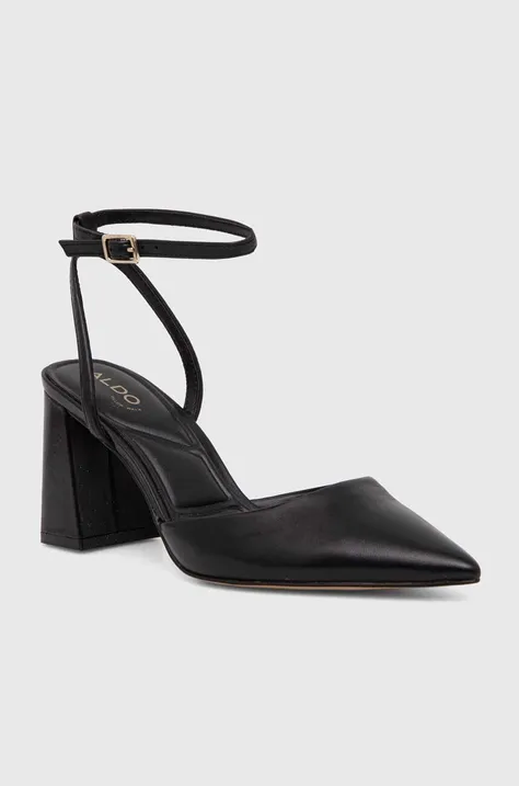 Aldo pantofi de piele Enerelia culoarea negru, cu toc drept, cu toc deschis, 13740427.Enerelia