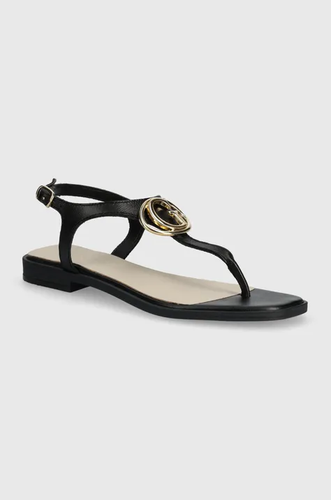 Kožené sandále Guess MIRY dámske, čierna farba, FLJMIR LEA03