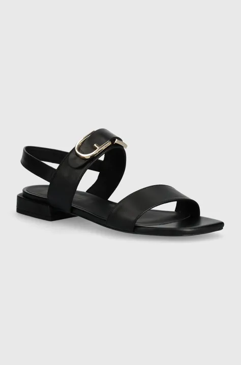 Usnjeni sandali Furla FLOW ženski, črna barva, YH72FOW BX2680 O6000