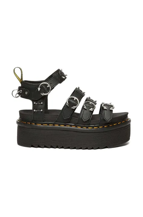 Dr. Martens leather sandals Blaire Quad Hardware women's black color DM31533001