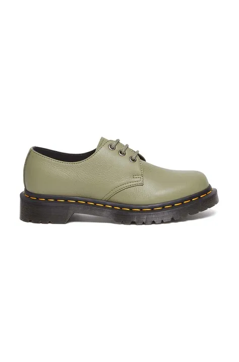 Dr. Martens bőr félcipő 1461 zöld, női, lapos talpú, DM31696357