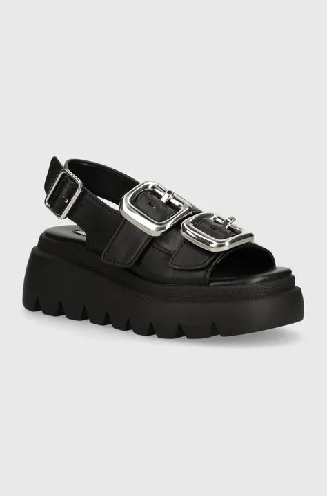 Kožne sandale Steve Madden Transporter za žene, boja: crna, s platformom, SM11003060