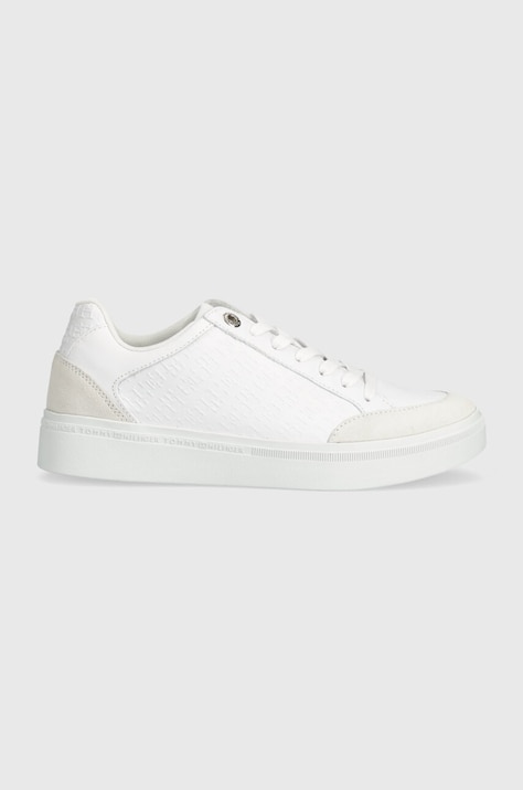 Kožené tenisky Tommy Hilfiger COURT SNEAKER MONOGRAM bílá barva, FW0FW07812
