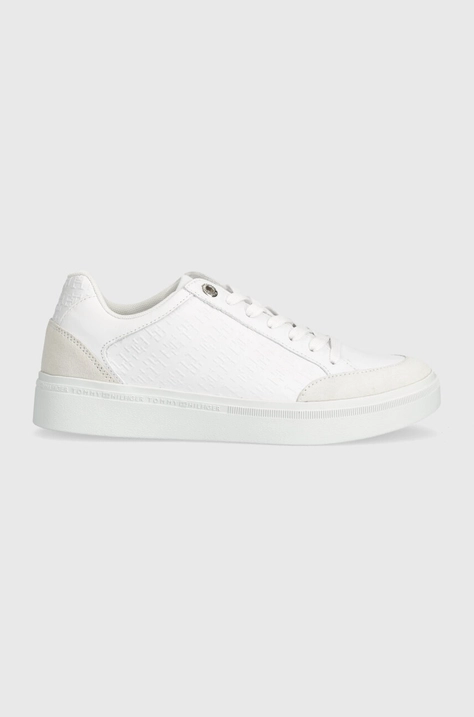 Δερμάτινα αθλητικά παπούτσια Tommy Hilfiger COURT SNEAKER MONOGRAM χρώμα: άσπρο, FW0FW07812