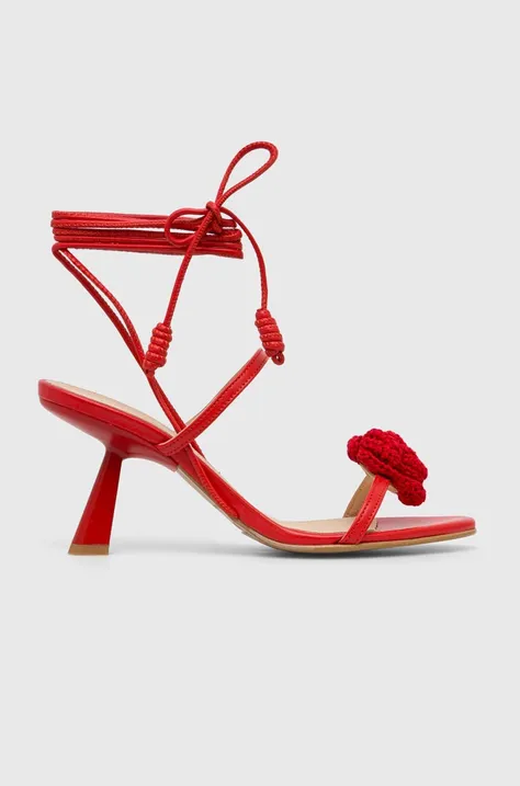 Usnjeni sandali Alohas Kendra rdeča barva, S100280.01