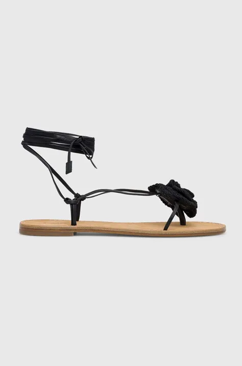 Usnjeni sandali Alohas Jakara ženski, črna barva, S100253.01
